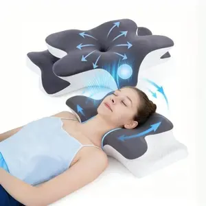 Unscented Memory Foam Neck Pillow Ergonomic Contoured with Cooling Cover Zoned Design Extra-Large Armrest for Side Stomach Back Sleepers Double-Sided