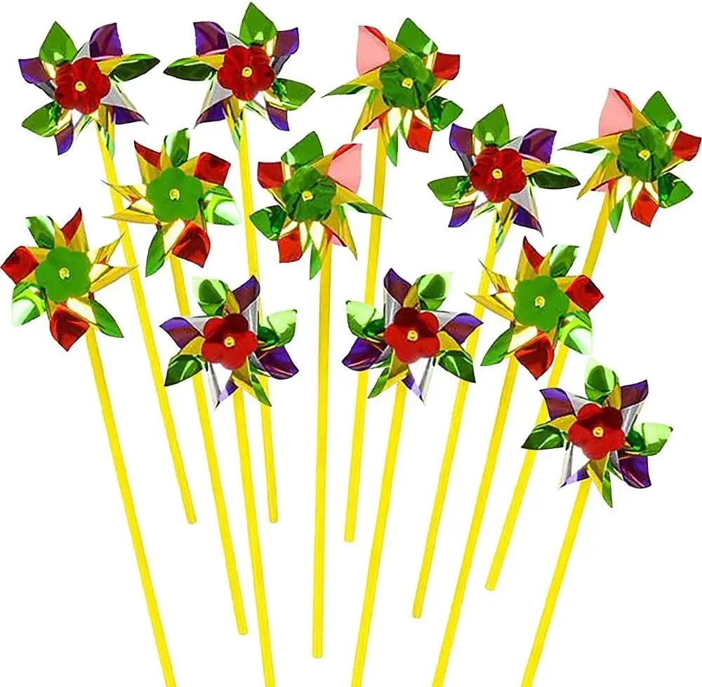 Rainbow Pinwheels - Pack of 36 - Assorted Colors Wind Spinners, Yard - Garden Windmills, Whirl Pinwheels for Party Favors and Outdoor Lawn Decorations