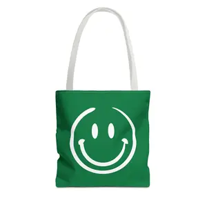 green with white smiley face Tote Bag