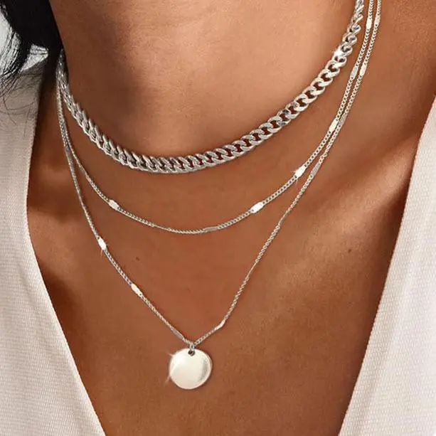 Silver circular 3mm magic chain flattene