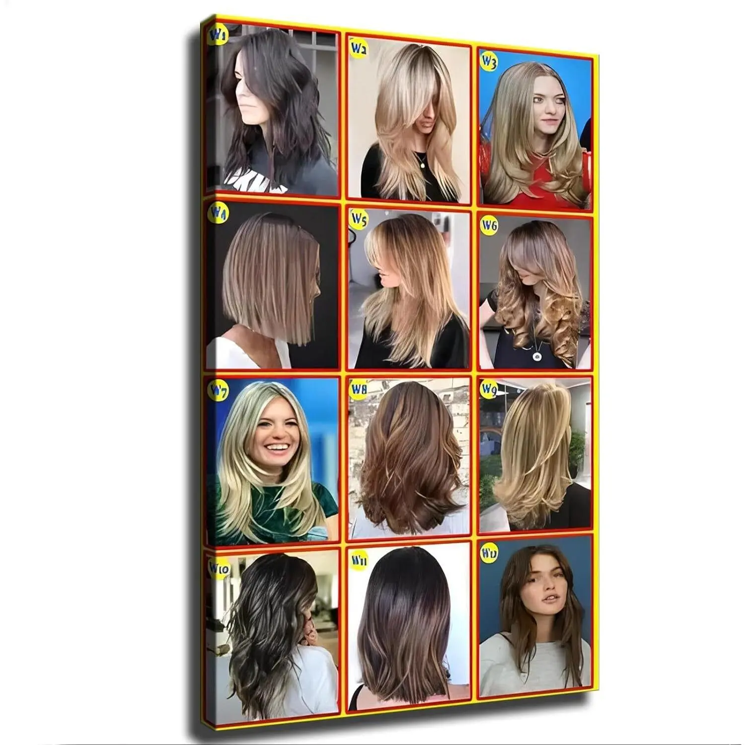 Hair Salon Ladies' Long Hair Hairstyle HD Printing Wall Art, Multi-Size Wood Poster, Ready-to-Hang Decorative Print for Room Wall Decoration