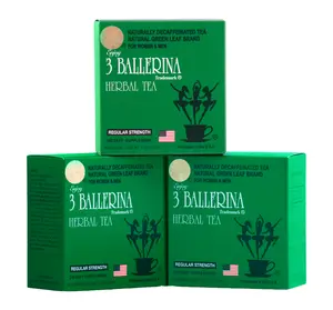 3 Ballerina Herbal Tea- Regular  (3 Pack Bundle 90 Tea Bags) Naturally Decaffeinated