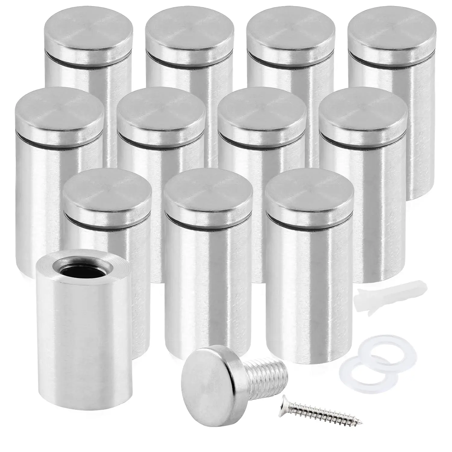 1" x 2" Sign Standoff Screws Wall Mounts,  Standoff Screws Glass Sign  Wall Mount Hardware Kit for Glass Boards - , 12 count