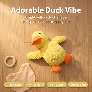 Yellow Duck Plush Squeaky Dog Toy, Soft Chew Toy for Puppies and Small Dogs, Interactive Pet Play Toy