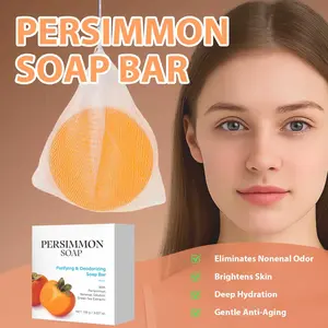 Persimmon Soap Bar - Deodorizing Soap - Purifying Soap - Nonenal Solution - Japanese Persimmon and Green Tea Extract - For Men and Women - Gentle on All Skin Types - Natural Body Odor Soap