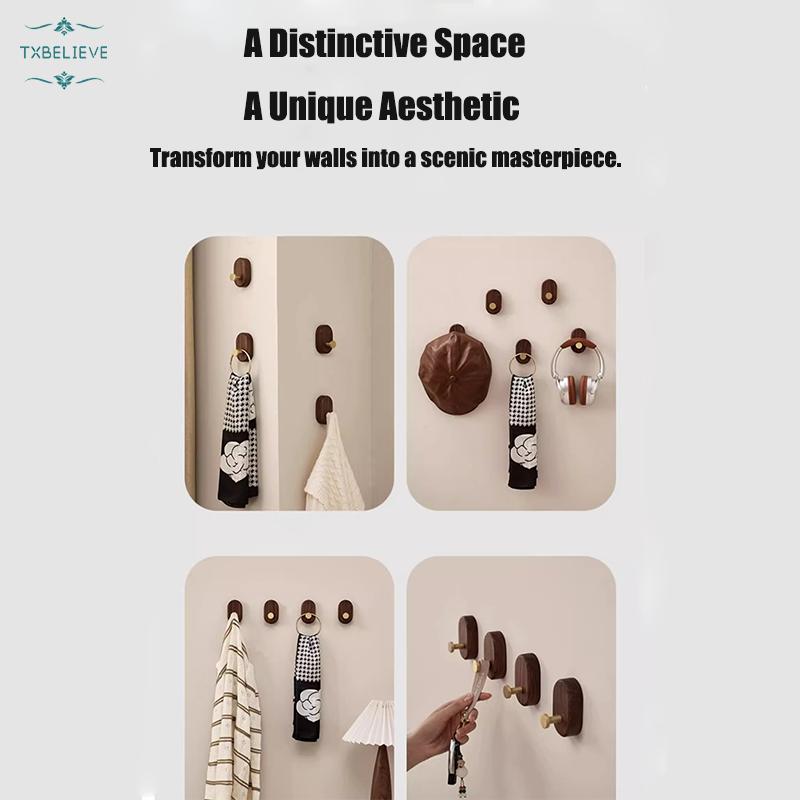 Wall-Mounted Coat Rack Wooden Coat Hook Entrance Wall Coat Hook, Wooden Hook Bedroom Coat Rack Wall Coat Rack with Hooks