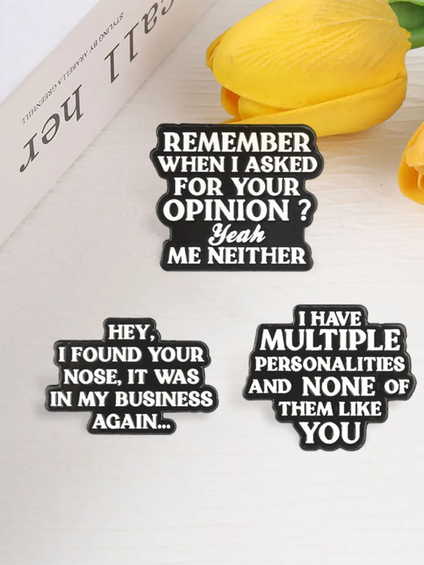 3PCS Sarcastic Rejection Quotes Cartoon Brooch Pin Set, Sarcastic Busybody Dark Attitude Style Bagde with Multiple Personalities And None Of Them Like You Brooch Backpack Clothing Badge Funny Jewelry Gift for Friends