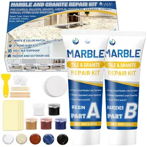 Marble and Granite Repair Kit (Color Match), 160g/5.64oz Quartz Countertop Repair Kit for Chips Holes    Cracks, DIY Fix Reattaches Porcelain Tile Sink Stone Other Hard Surfaces