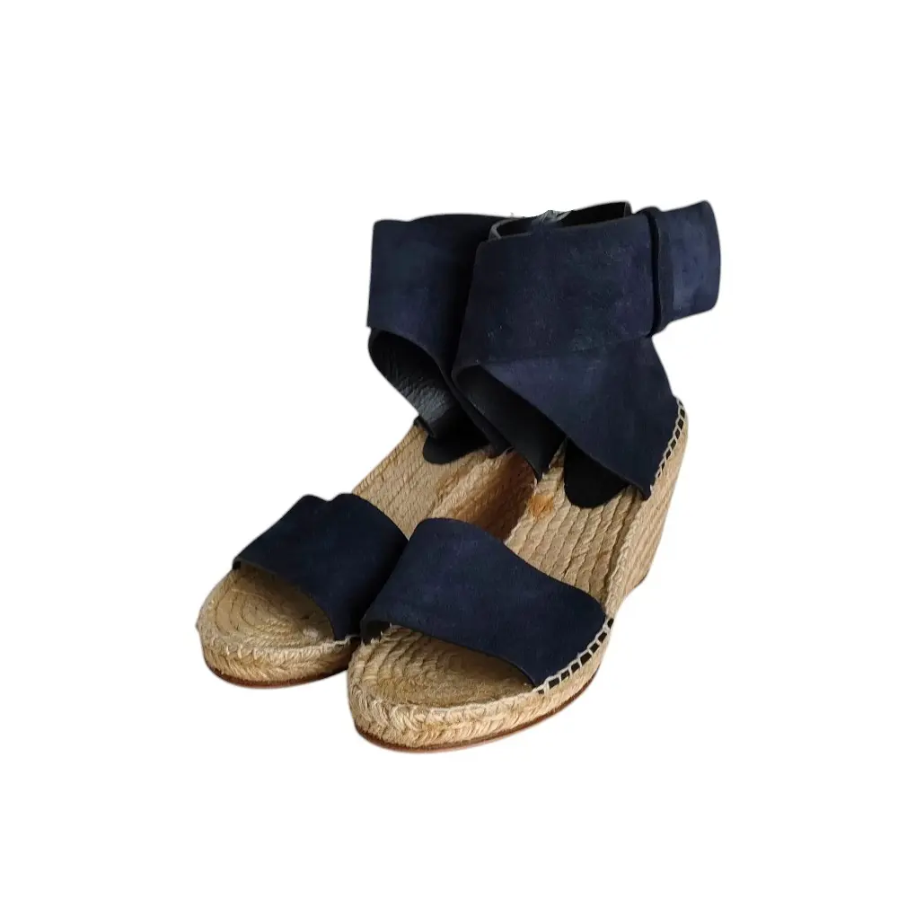 Pre-owned Celine Suede Small Leather Goods Wedge Sandals