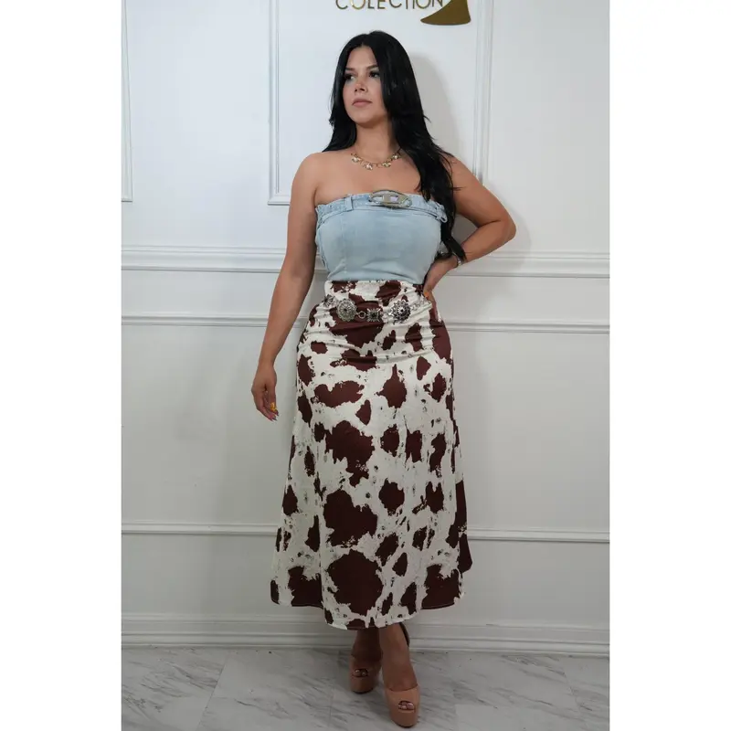 slim fit dress slacks Short Sleeve Brown and White Cow Print Mini Dress main image 1