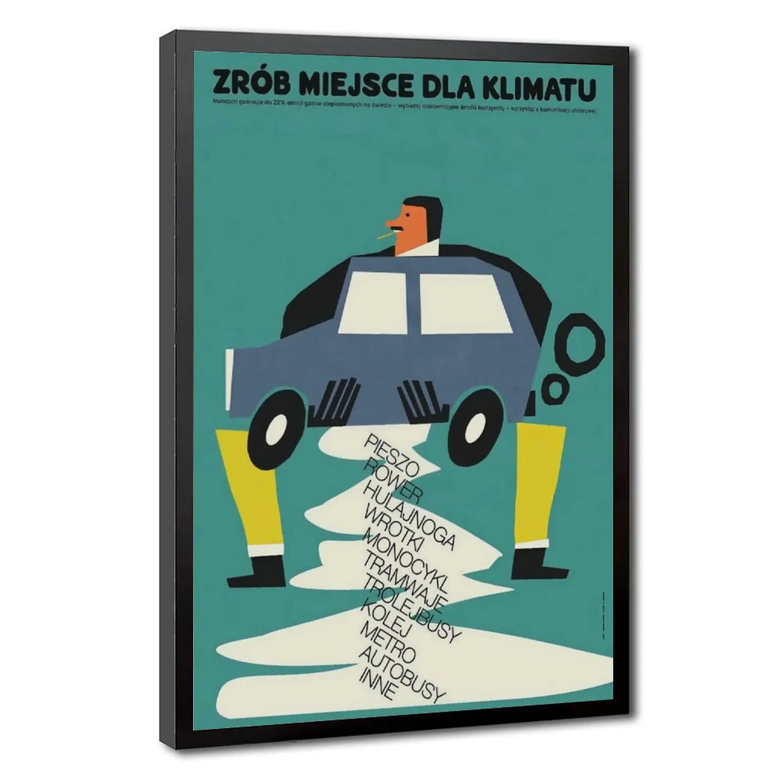 Vintage Polish Eco-Climate Transit Poster Artistic Canvas Wall Decoration, Retro Mid-Century Public Transport Graphic Print, Colorful Abstract Room Decor for Office Cafe, Unframed Home Decor Canvas Painting