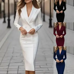 Commuter Style Suit Dress Autumn and Winter Office Suit Skirt Waist Women's Dress