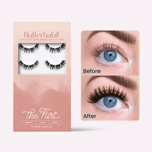 FlutterHabit The Flirt Pack of 6 At Home False Eyelash Extensions. Under lash application method.