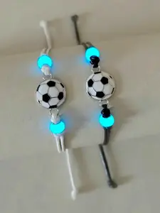 Glow-In-The-Dark Football Alloy Bracelet for Cheer Support, Boho Style Hand Chain with Ethnic Pattern, All Seasons Accessory, Fashionable Bracelet