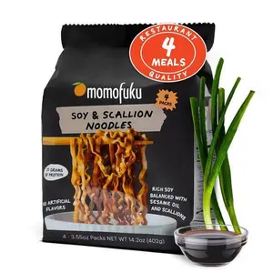 Momofuku Soy & Scallion Ramen Noodles by David Chang, 4 Pack of Restaurant Quality Instant Noodles Now with More Sauce & 10g of Protein