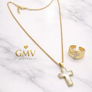GMV Jewelry Divine Royale Set 18k Gold Plated Necklace and Ring for every day use
