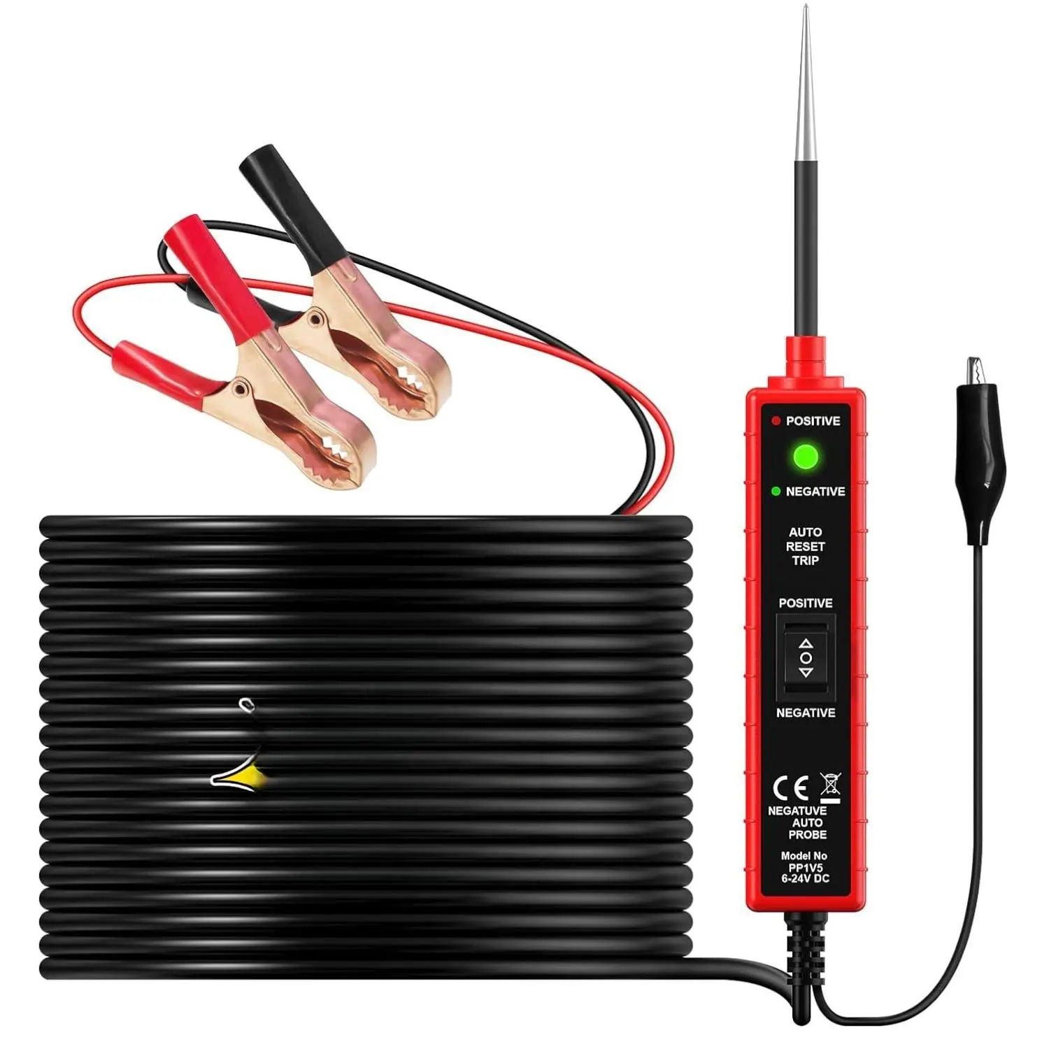 Power Circuit Probe Tester Automotive, 6V-24V DC Car Test Light Circuit Short&Open Finder Car Circuit Tester Diagnostic Tool with Continuity/Component/Grouding/Polarity Test