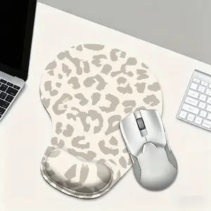 Neutral Leopard Print Mouse Pad with Wrist Rest, Ergonomic Wrist Support, Non-Slip Base, Memory Foam Desk Mat for Office Work, Aesthetic Desk Decor