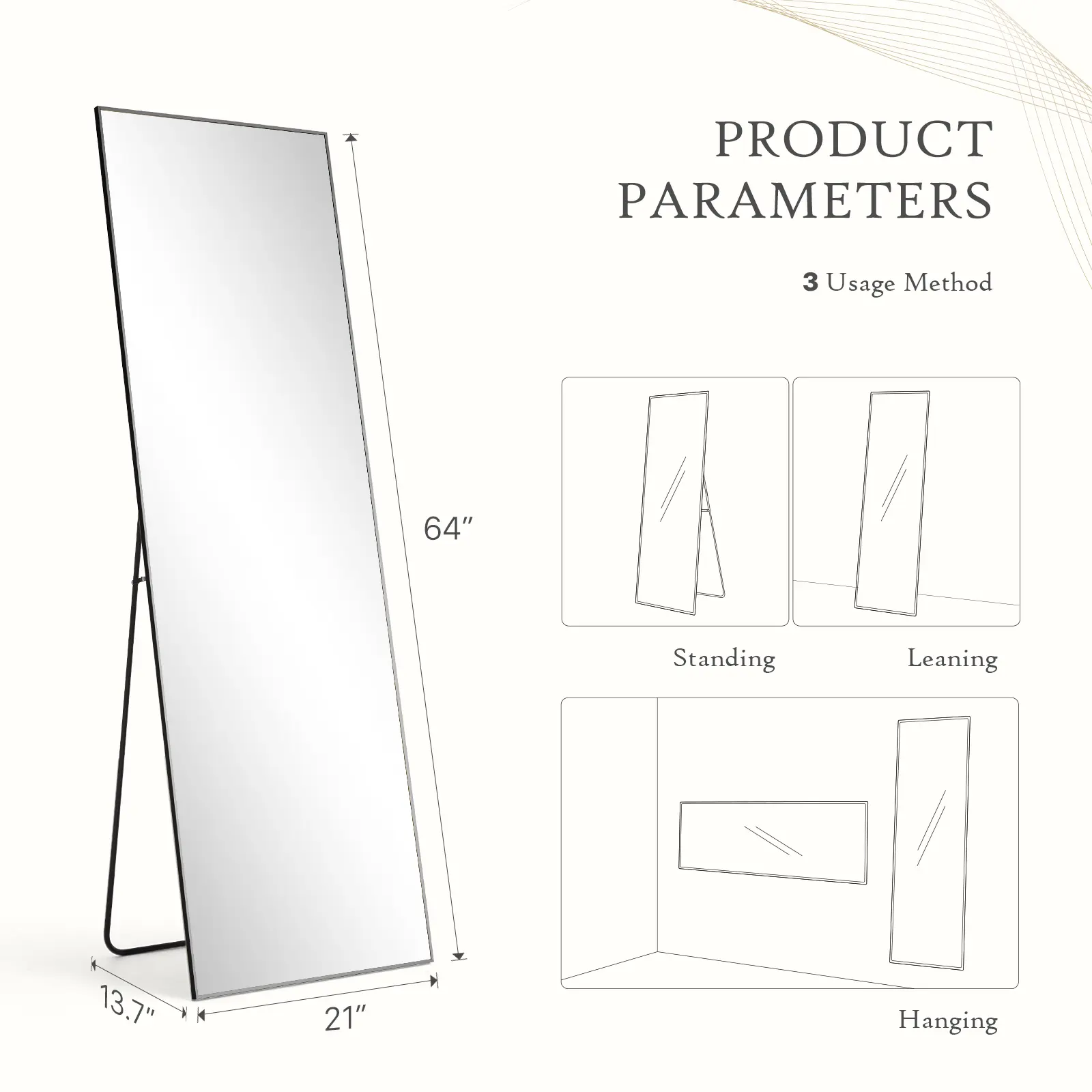 Black-Rect - 21×64 Inch