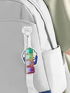 Stress Relief Pc4 Key Mechanical Keyboard Tester, Transparent Fingertip Keyboard Toy, Adult Stress Reliever, LED Light Keychain, Sensory Fidget Keychain