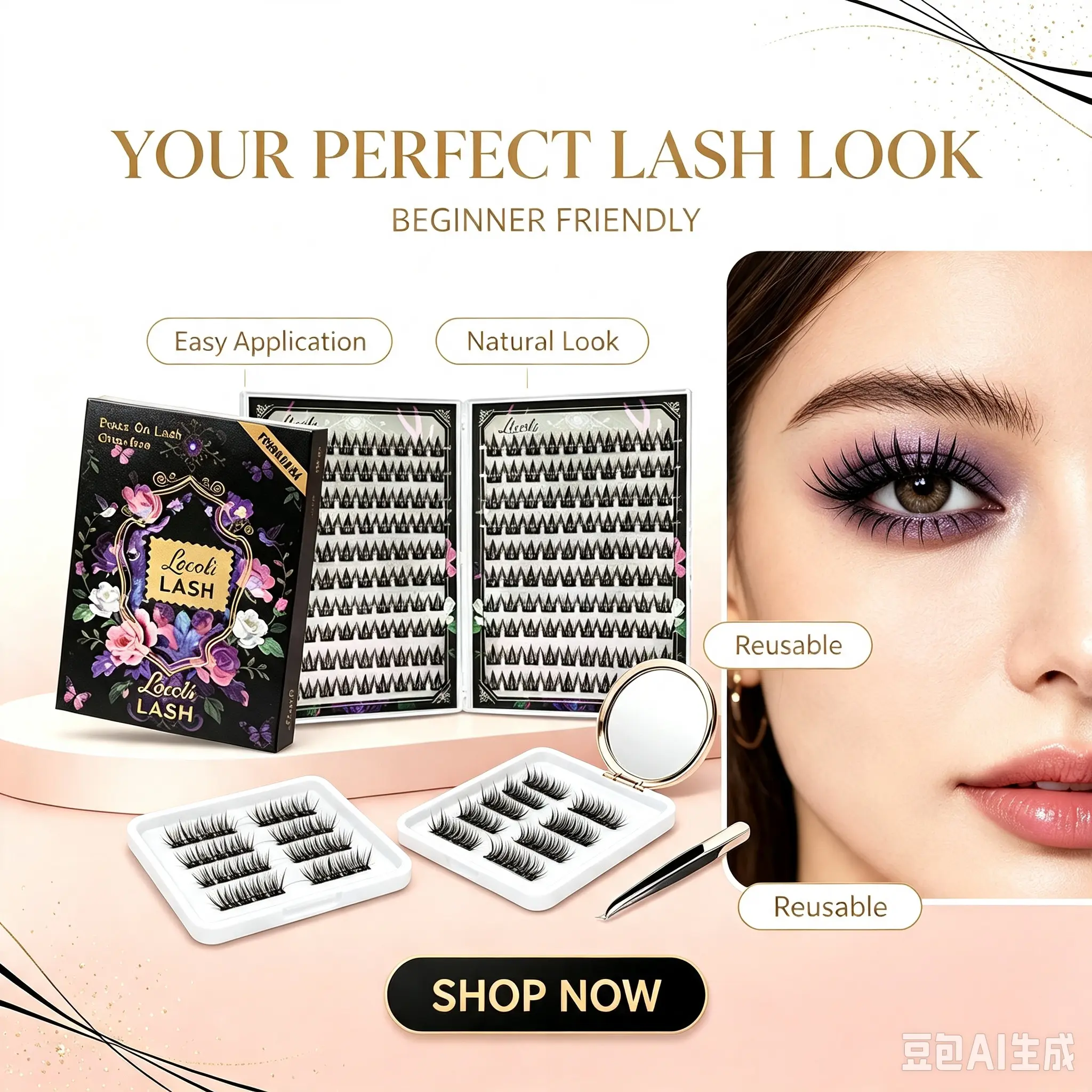 Self-Adhesive Eyelashes No Glue Needed 5 Pairs Natural Fluffy False Lashes for American Women Daily Wear