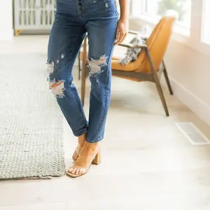 Colt High Rise Button Fly Distressed Boyfriend Jeans