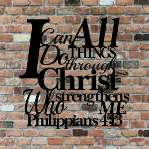 Philippians 4:13 Metal Wall Decoration - Retro Laser Cut Christian Bible Scripture Plaque "By the Lord I Can Do Everything" - Christmas, Thanksgiving, Wedding Inspiration Home Decoration, Faith Theme Room Decoration