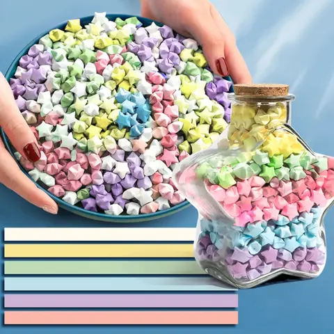 540 Sheets Of Star Handmade Folding Paper, Macaron Color Series, 6 Light Colors, Multi-Color Gradient Creative Lucky Star Gift Decoration Crafts, Diy Handmade Craft, Diy Craft Supply