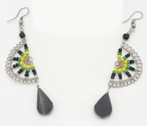 Miles B. High 420 Gear Rasta-Inspired Beaded Fan Dangle Earrings