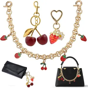3 count Bag Charms &Cherry Keychains Replacement Extension Chain for Crossbody Bags Handbag Straps