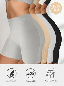 QUASTI Women's High Waisted High Rise Panties 4 Pcs – Underwear Soft Skin-Friendly Briefs with Anti-Upskirt Design, Breathable Stretch Fabric, Comfortable for Yoga, Date Night & Everyday Wear, Great Gift for Her (S-XXL)