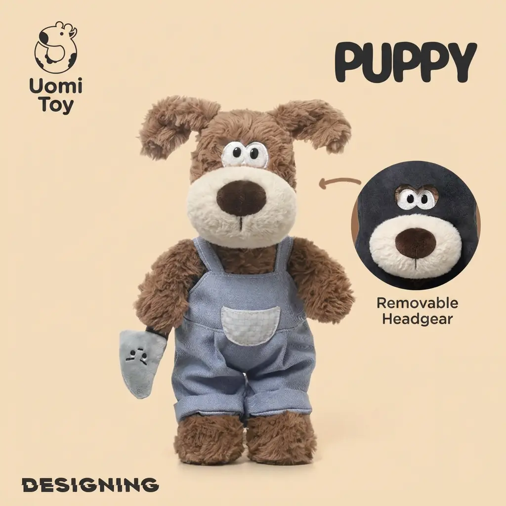 Uomi Toy Funny Masked Puppy Plush Toy, Soft Cuddly Dog Stuffed Animal Pillow, Kawaii Squishy Plushie, Birthday Gift for Kids Girls Boys Adults, Home Room Decor Party Favor