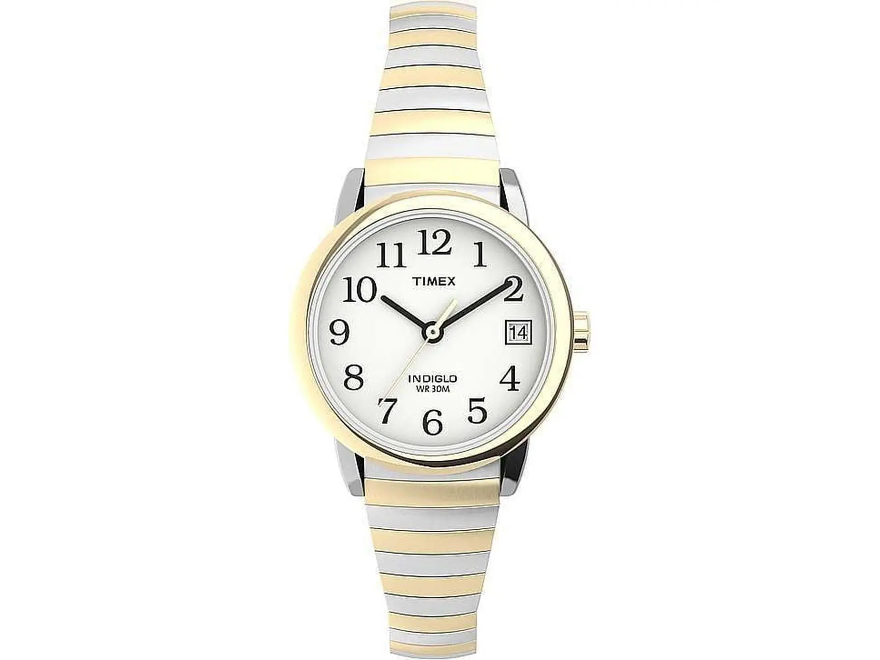 Timex TW2U79100 Easy Reader Expansion Band Watch for Women - White Dial & Two-Tone Strap