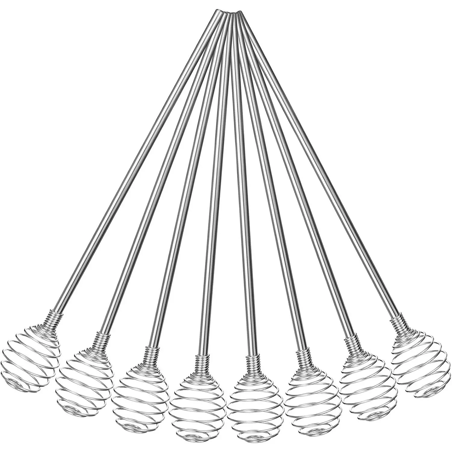 8-Piece Stainless Steel Utensil Set, Spherical Mixing Spoons & Solid/Hollow Spring Stir Sticks for Coffee, Cocktail, Hot Tea & Milk - Home Kitchen Bar Supplies, Party Supply