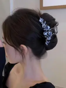 Elegant  Camellia Flower Design Metal Hair Claw for Women,  Fashion All-match Hair Accessories, Nonslip Large Hair Claws, Flower Hair Clips