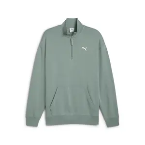 PUMA Mens Wardrobe Essentials Relaxed Long Sleeve Half Zip  Casual - Green