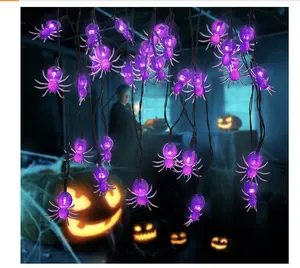 YOUNGAR Halloween Decor Spider String Lights, Solar String Light,2PACK 20ft 30 LED Outdoor Decorative Lights for Patio, Garden, Gate, Yard, Halloween Christmas Decoration (2Pack,Spider)