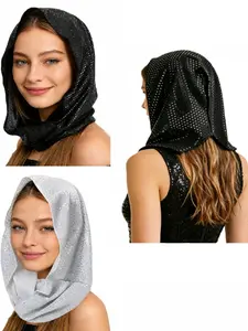 European and American Fashion Nightclub Style Hoodie Hat, Glitter Headscarf Hat for Women, Versatile Bucket Hat, Sun Protection Scarf Hat