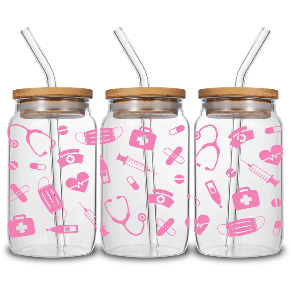 Heart Beats UV  Stickers for Glass Cups - Waterproof & Durable Decorations - 5 Sheets - DIY Gift for Any Occasion - Heat  Stickers for Clothes film   dtf Transfer transfer sticker Bear Iron-On Wrap