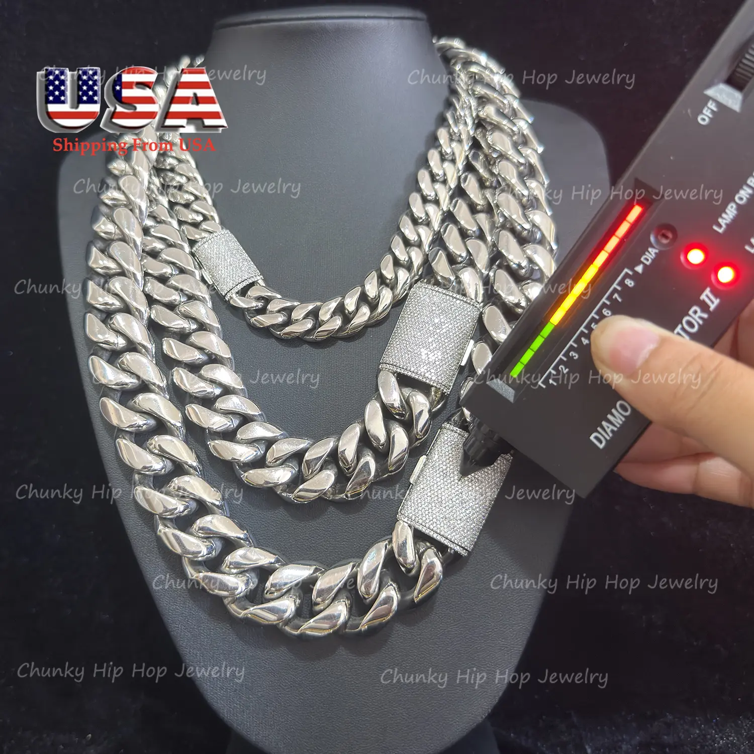 Heavy Curb Link Jewelry with 12-Step Faceting, a Stylish Casual Accessory in High-Polish 316L Steel with an Iced-Out Moissanite Lock, Cuban Link Chains, Stylish Accessories, Miami Cuban Chain, 18-30 Inch, 20Mm, Accessory Necklace, Fancy Link Chain