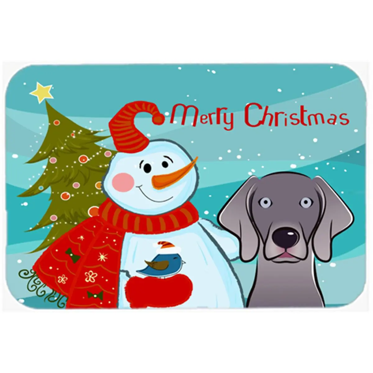 Large Kitchen Chopping Board - Snowman With Weimaraner Glass Cutting Board, Knives