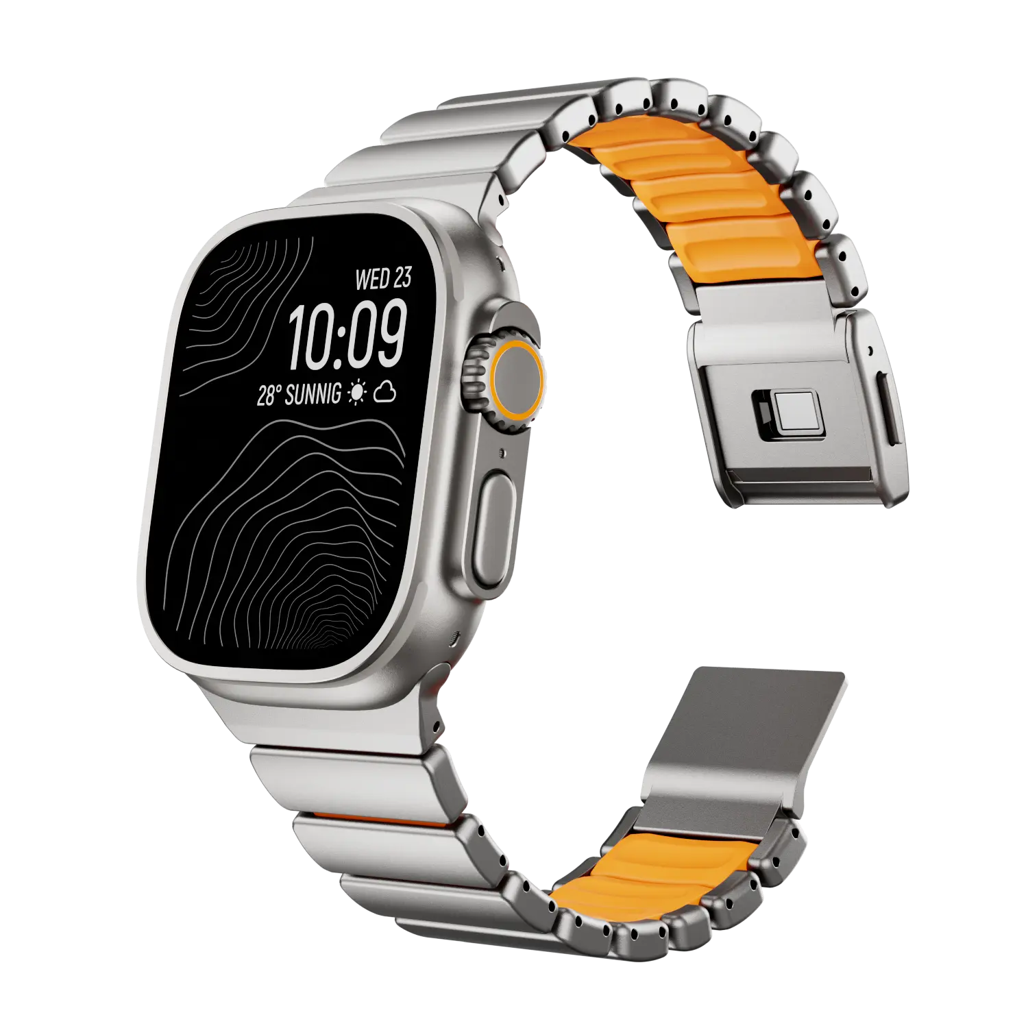 ZNRUI Luxury Titanium Silicone Dual-Layer Link Bands Compatible
