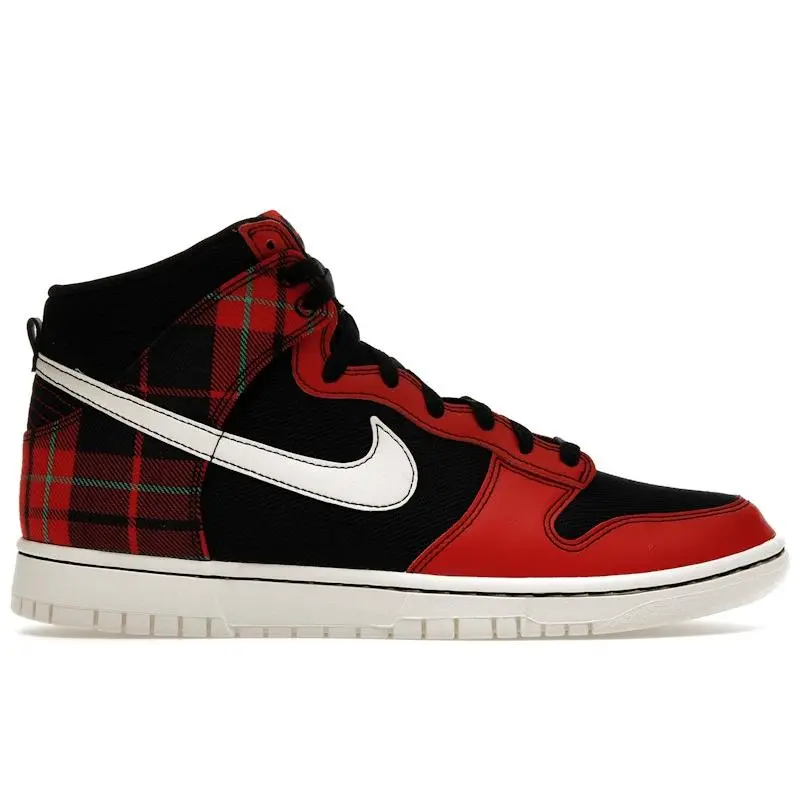 Nike Men's Dunk High SE Tartan Plaid Black University Red, from StockX