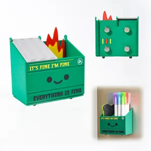 Dumpster Fire Pencil Holder Funny Magnetic Pen Holder Strong Magnets to Store Marker Pencil Organizer for Refrigerator Whiteboard Locker Home Office or Hospital