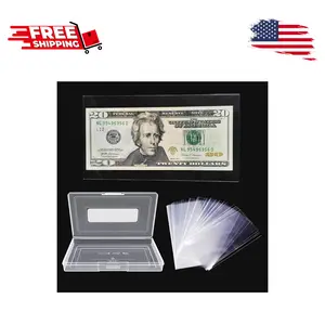 Dollar Bill Holder with Storage Case, PP Material 100 Pieces Clear