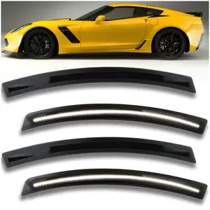 Smoked LED Side Marker Light Kit for 2014-2019 Chevy Corvette C7 (ZR1/ Z06/ Stingray/ Grand Sport) – Front & Rear Bumper Lamps with White Turn Signals | Direct Fit Replacement (4-Piece Set)
