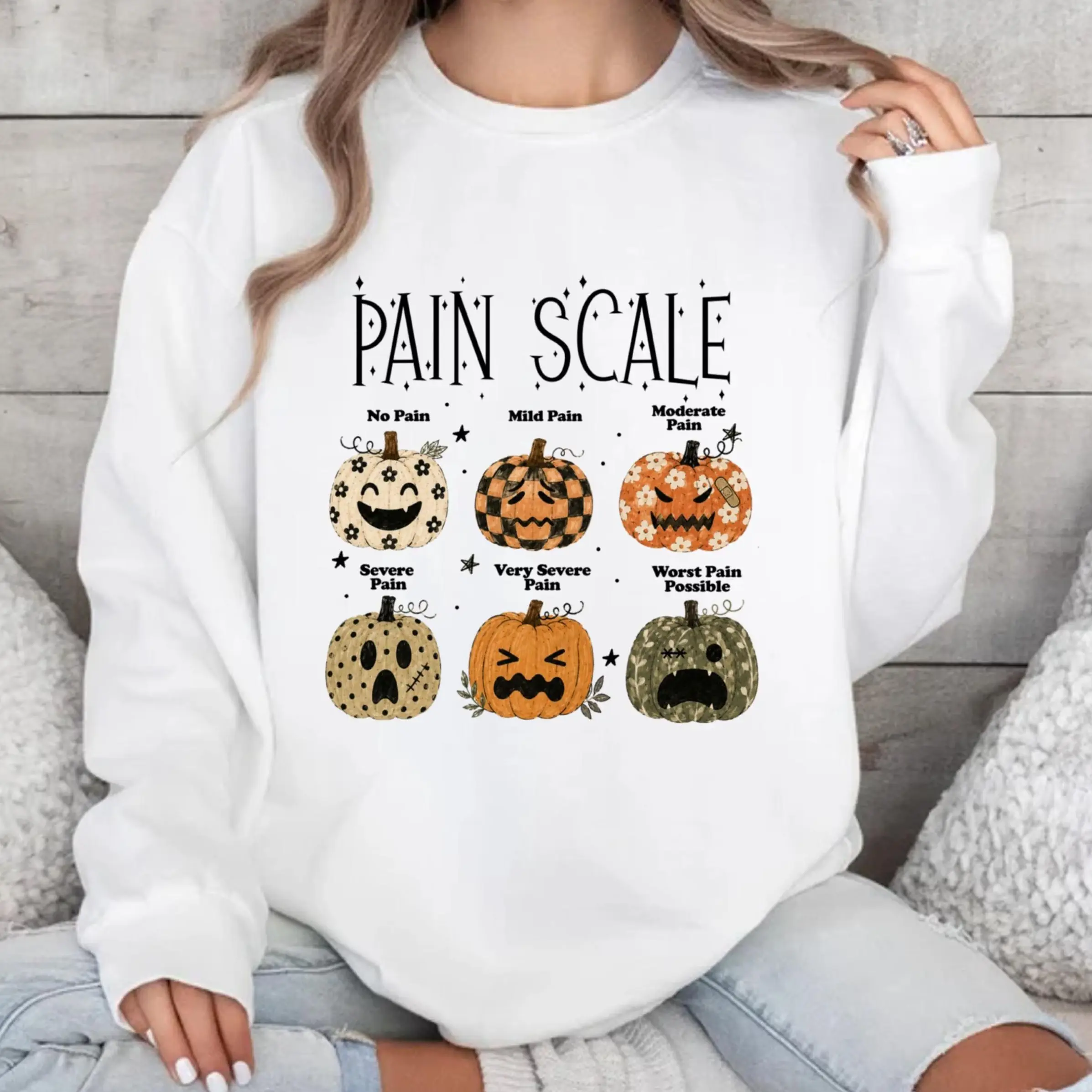 Medical Pumpkin Sweatshirt, Halloween Pain Scale Sweatshirt, Funny Nurse Halloween Crewneck, Spooky Season Medical Apparel, Hospital ICU ER Nurse Pullover, Cute Fall Nursing Student Halloween Gift, Spooky Healthcare Worker Outfit for Women