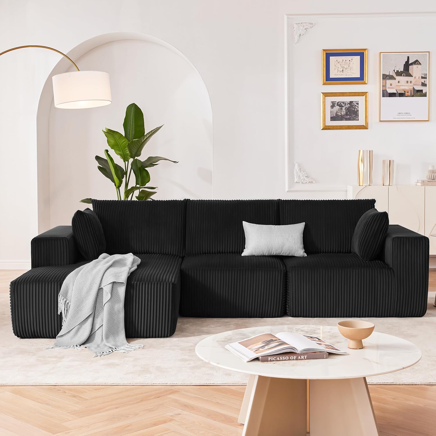 108” Modular Sectional Sofa, Cloud Sectional Couch with Deep Seat, Modern Modular L-Shape Sofa Couch with Chaise,Upholstered Boneless Couches for Living Room Bedroom (Black, Left Facing Chaise) 108” Modular Sectional Sofa, Cloud Sectional Couch with Deep Seat, Modern Modular L-Shape Sofa Couch with Chaise,Upholstered Boneless Couches for Living Room Bedroom (Black, Left Facing Chaise)