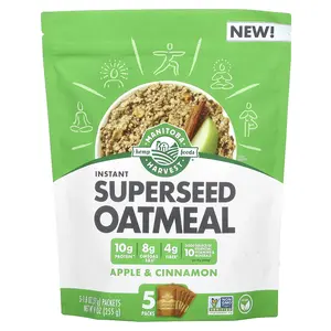 Manitoba Harvest Instant Superseed Oatmeal, Apple & Cinnamon, 5 Packs, 1.8 oz (51 g) Each