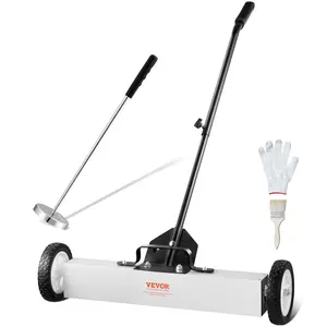 fathersdaygift VEVOR 24-Inch Magnetic Sweeper with Wheels, 50 lbs Capacity, with Telescoping Magnetic Pickup Tool, Adjustable Handle, Magnetic Pickup Sweeper to Pick Up Nails and Screws, for Workshop, Garage, Yard